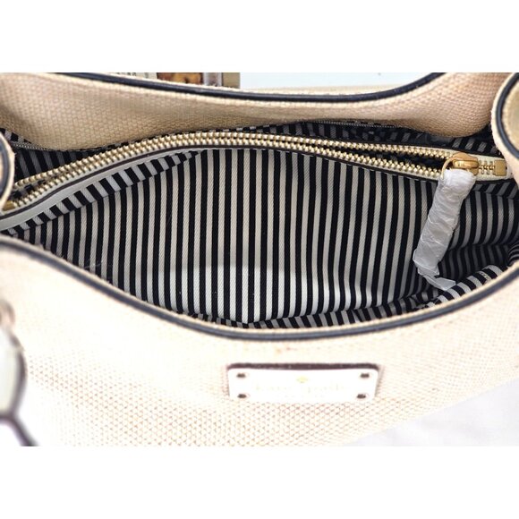 NWOT Kate Spade Women's Beige Canvas White Leather Vanston Dylan Burlap Bag 2252 - Picture 8 of 13